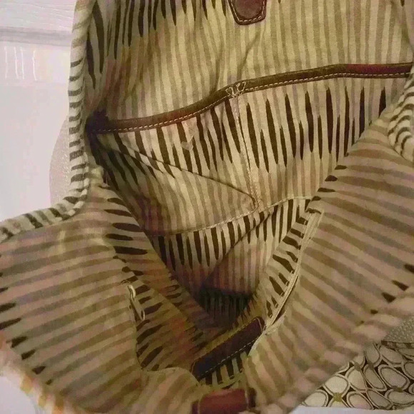 Fossil Cream Wicker Leather Straps Bohemian Purse Satchel Handbag Shoulder Bag - Picture 3 of 9